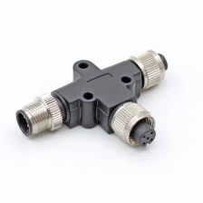 China M12 A code 5pin male to two female 5 pole T type connector manufacturer