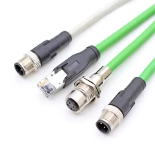 China M12 D coding pair twisted 4 core panel mount cable to M12 RJ45 CAT5E CAT6A shield ethernet cable manufacturer