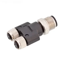 China M12 Male 3 4 5 pin to M8 two female 3 4 5 pin splitter connector manufacturer