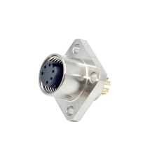 China M12 Panel mount connector  3 4 5 6 pin female A B D Coding flange connector soldered with electrical wires manufacturer