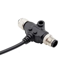 China M12 female adapter with cable,M12 T connector, female M12 Splitter cable manufacturer