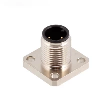 China M12 male flange panel mount electrical square connector with 3 4 5 6 8 12 pin manufacturer