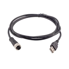Chiny M12 proste 4 pinowe złącze żeńskie na męskie USB 2.0 formowane 1 M 2 M 3M kabel producent