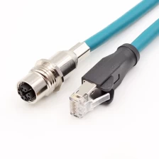 China M12 x coded panel mount shield cable to RJ45 CAT5E CAT6A ethernet cable manufacturer