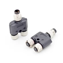 China M8 3 4 5 6 8 pin male to two female Y splitter connector manufacturer