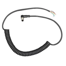 China M8 6 core male right angle 90 degree A code PVC PUR PU sheath coiled cable 2 Meters manufacturer