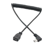 China Mini usb male right angle to female extension coiled cable manufacturer