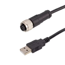China Abgeschirmte geformte Kabelstecker M12 4 5 12 17 Pin Buchse auf USB 2.0 A Stecker Kabel Hersteller