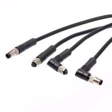 China Waterproof IP67 3Pin 4Pin Right Angle M5 Female Plug Connector Overmolding Cable manufacturer
