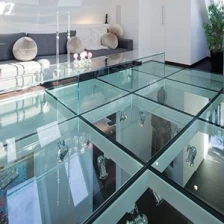 China 1” thick SGP tempered laminated glass,anti slippery/transparent/translucent glass floor manufacturer