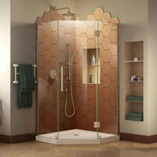 Kiina Paras hinta koti kylpyhuone lasiseinä paneelit, koristeellinen kaareva karkaistu lasiovi seinä verkossa myytävänä valmistaja