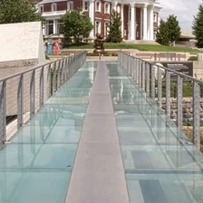 China High Durable 48mm acid etched ultra clear SGP laminated safety glass floor panels, 12+12+12+12 Sentry Glas Plus tempered laminated glass floor manufacturer