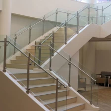 China Trapezoidal safety stair railing glass manufacturer, spiral stair railing curved glass supplier manufacturer