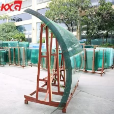 China 12 mm melengkung panel kaca lenturan, kaca melengkung pagar harga kilang marah pengilang