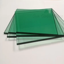 China 13.52mm light green tempered laminated glass, 6mm light green tempered glass+1.52PVB+ 6mm clear tempered glass, 6mm+6mm French green toughened sandwich glass manufacturer