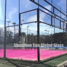 China 13.52mm tempered laminated glass for padel courts, CE and SGCC certified 6mm+6mm clear toughened sandwich glass paddle courts , 66.4 ESG VSG tennis courts manufacturer