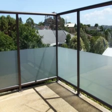 China 17.52mm frosted tempered laminated glass balustrade, CE standards 8mm+8mm acid etched toughened laminated glass for railing, 88.4 ESG VSG railings manufacturer