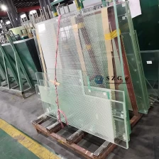China 17.52mm ultra clear silk screen printed tempered laminated glass, 8+1.52+8mm low iron paint toughened PVB laminated glass, 884 extra clear silk printing safety VSG double glazed manufacturer