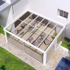 China 4+12A+4mm insulated glass sunroom, retractable sliding glass patio enclosures, motorized retractable glass sun house with retractable roof manufacturer