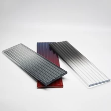 China Fluted Design Glass Red Gradient Rippled Reeded Ribbed Patterned Figured Textured Laminated Glass For Decoration Hersteller