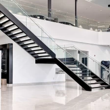 China indoor modern glass stair railing, aluminium u channel and tempered glass staircase balustrade, laminated glass panel stair handrail system manufacturer