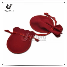 China 2016 High quality custom embroidery logo jewelry gift velvet pouch red color bell shape velevt pouch accept print color for free manufacturer