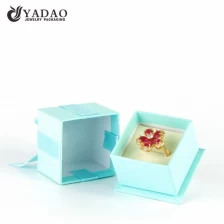 China Popular Exquisite  fancy blue handmade customized  paper jewelry ring box with bowknot wholesale in China manufacturer