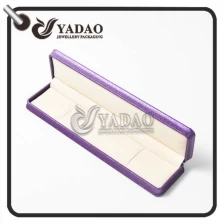 China 220x55x30mm plastic braclet box covered with leatherette and the inner material is soft velvet with free logo printing service. manufacturer