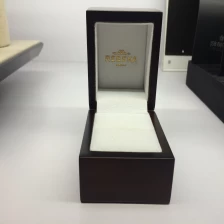 China Antique classic wooden ring box with silver and glod printing logo made of high quality wood as beautiful as collections manufacturer