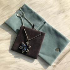 China Blue magnet clasp velvet pouch bag two pocket pouch packaging bag jewelry packaging bag manufacturer