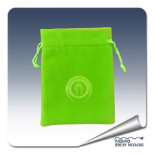China Bright green color jewelry gift pouch bags with custom logo supplier in China manufacturer