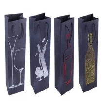 China Broadway Black Matte Paper Eco Euro-Gift Bag Wine Bottle Bags With Color Printed For Wine Bottle manufacturer