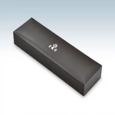 China Brown color leatherette jewelry packaging box with silver logo for jewelry store manufacturer
