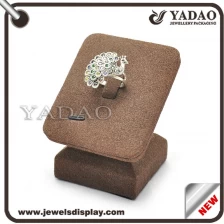 China China Manufacture of Jewelry Display Stand MDF covered Velvet Ring Stand Brown Color Display Stand Ring Holder manufacturer