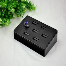 China China factory Custom MDF wrapped Black and white faux leather ring display stands for jewellery shop counter and window showcase ring exhibitor  trays manufacturer