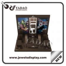 China China factory of Brown color acrylic jewelry displays with custom logo for jewelry shop counter and window showcase acrylic jewellery display manufacturer
