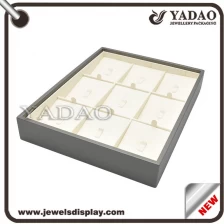China China factory of Newest luxury off white and dark grey PU leather jewelry display holder for shop and tradeshow showcase ring exhibitor trays manufacturer