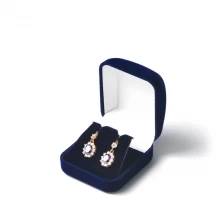 Chine Chine gros bleu foncé flocage boucle d'oreille en plastique boîte à bijoux logo gratuit personnaliser la conception fabricant