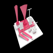 China Chinesische Fabrik Luxus benutzerdefinierte Acryl rosafarbenen und weißen Schmuck Aussteller, Schmuck Display Requisiten, Schmuck Präsentation Set für Schmuck Ladentheke und Fenster zeigen Großhandel Hersteller