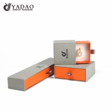 China Custom made fashion logo printed slider cardboard paper box with fine velvet interior for jewelry packaging manufacturer