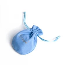 porcelana Bolsa de cordón de terciopelo azul personalizado para embalaje de joyas con doble capa interior fabricante