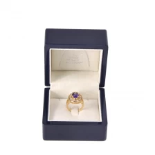 China Custom Deep Blue Small Velvet Inside Wood Jewelry Box manufacturer