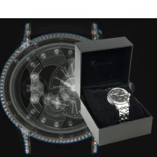 China Caixa de relógio de empacotamento de couro preta luxuosa feita sob encomenda da jóia fabricante