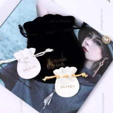Cina Custom logo printed drawstring white velvet jewelry pouch bag produttore