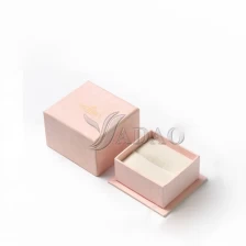 China Custom logo printed handmade wholesale blush pink cardboard paper jewelry gift packaging ring box with seperate lid manufacturer