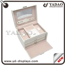 China Custom multifunction  jewelry gift boxes with fashion white leather manufacturer