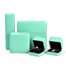 China Custom wholesale leatherette tiffany blue fine jewelry packaging ring/earring/pendant/bracelet boxes with logo manufacturer