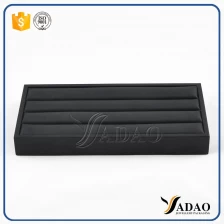 China Customized black pu leather wood ring display tray made in China manufacturer