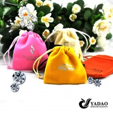 China Customized logo Jewelry bags with cord ,Velvet pouch for jewelry packaging with wholesale price manufacturer