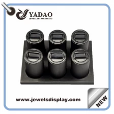 China Schwarz Farbe Leder Schmuckständer Ringhalter Fingerring Halter Hersteller